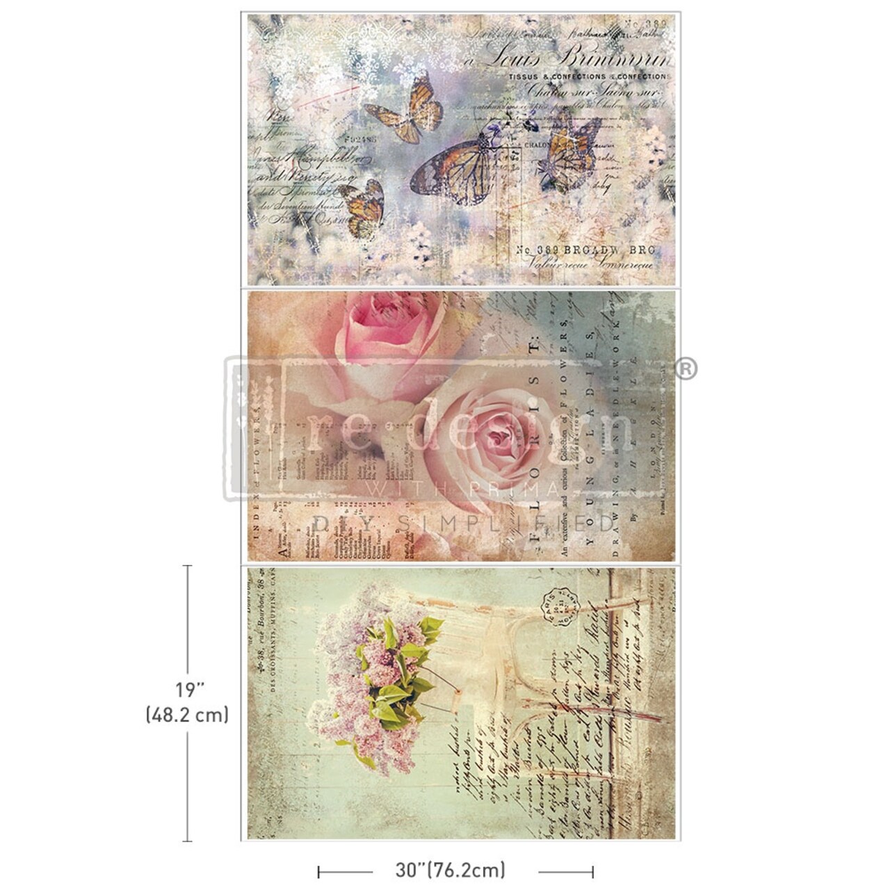 Prima Re-Design Decoupage Decor Tissue Paper 19.5"X30" 3/Pkg-Dreamy Delights